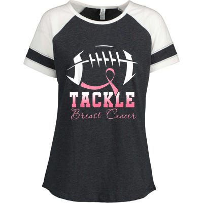 Tackle Breast Cancer Awareness Football Pink Ribbon Enza Ladies Jersey Colorblock Tee