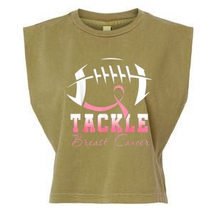 Tackle Breast Cancer Awareness Football Pink Ribbon Garment-Dyed Women's Muscle Tee