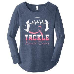 Tackle Breast Cancer Awareness Football Pink Ribbon Women's Perfect Tri Tunic Long Sleeve Shirt