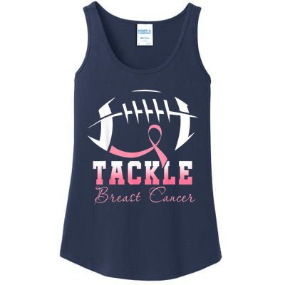 Tackle Breast Cancer Awareness Football Pink Ribbon Ladies Essential Tank