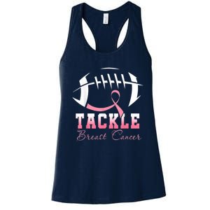 Tackle Breast Cancer Awareness Football Pink Ribbon Women's Racerback Tank