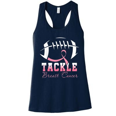 Tackle Breast Cancer Awareness Football Pink Ribbon Women's Racerback Tank