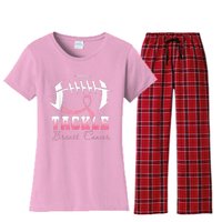 Tackle Breast Cancer Awareness Football Pink Ribbon Women's Flannel Pajama Set