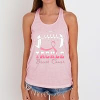 Tackle Breast Cancer Awareness Football Pink Ribbon Women's Knotted Racerback Tank