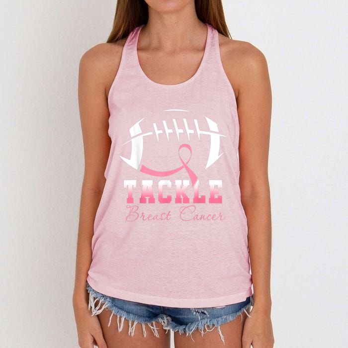 Tackle Breast Cancer Awareness Football Pink Ribbon Women's Knotted Racerback Tank