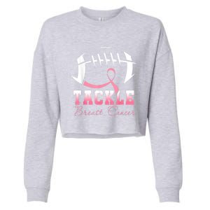 Tackle Breast Cancer Awareness Football Pink Ribbon Cropped Pullover Crew