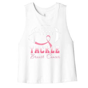 Tackle Breast Cancer Awareness Football Pink Ribbon Women's Racerback Cropped Tank