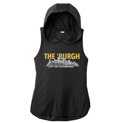 The Burgh City of Champions Retro Pittsburgh Ladies PosiCharge Tri-Blend Wicking Draft Hoodie Tank