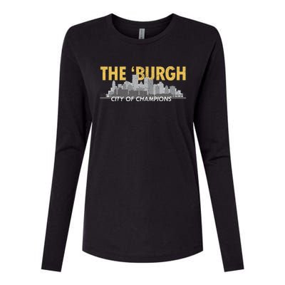 The Burgh City of Champions Retro Pittsburgh Womens Cotton Relaxed Long Sleeve T-Shirt