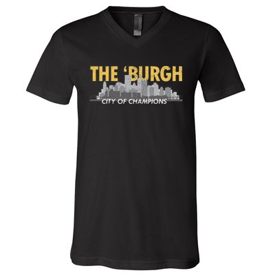 The Burgh City of Champions Retro Pittsburgh V-Neck T-Shirt