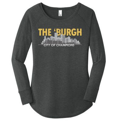 The Burgh City of Champions Retro Pittsburgh Women's Perfect Tri Tunic Long Sleeve Shirt