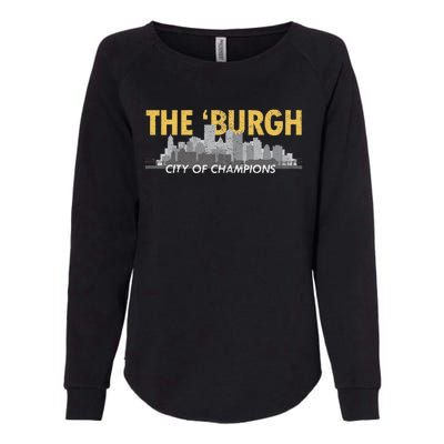 The Burgh City of Champions Retro Pittsburgh Womens California Wash Sweatshirt