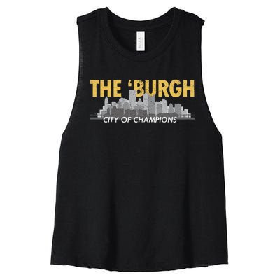 The Burgh City of Champions Retro Pittsburgh Women's Racerback Cropped Tank