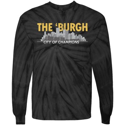 The Burgh City of Champions Retro Pittsburgh Tie-Dye Long Sleeve Shirt