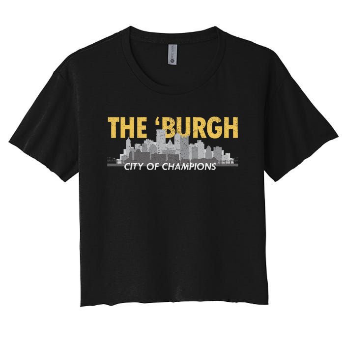 The Burgh City of Champions Retro Pittsburgh Women's Crop Top Tee