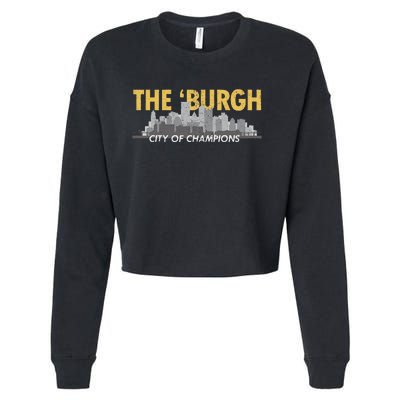 The Burgh City of Champions Retro Pittsburgh Cropped Pullover Crew