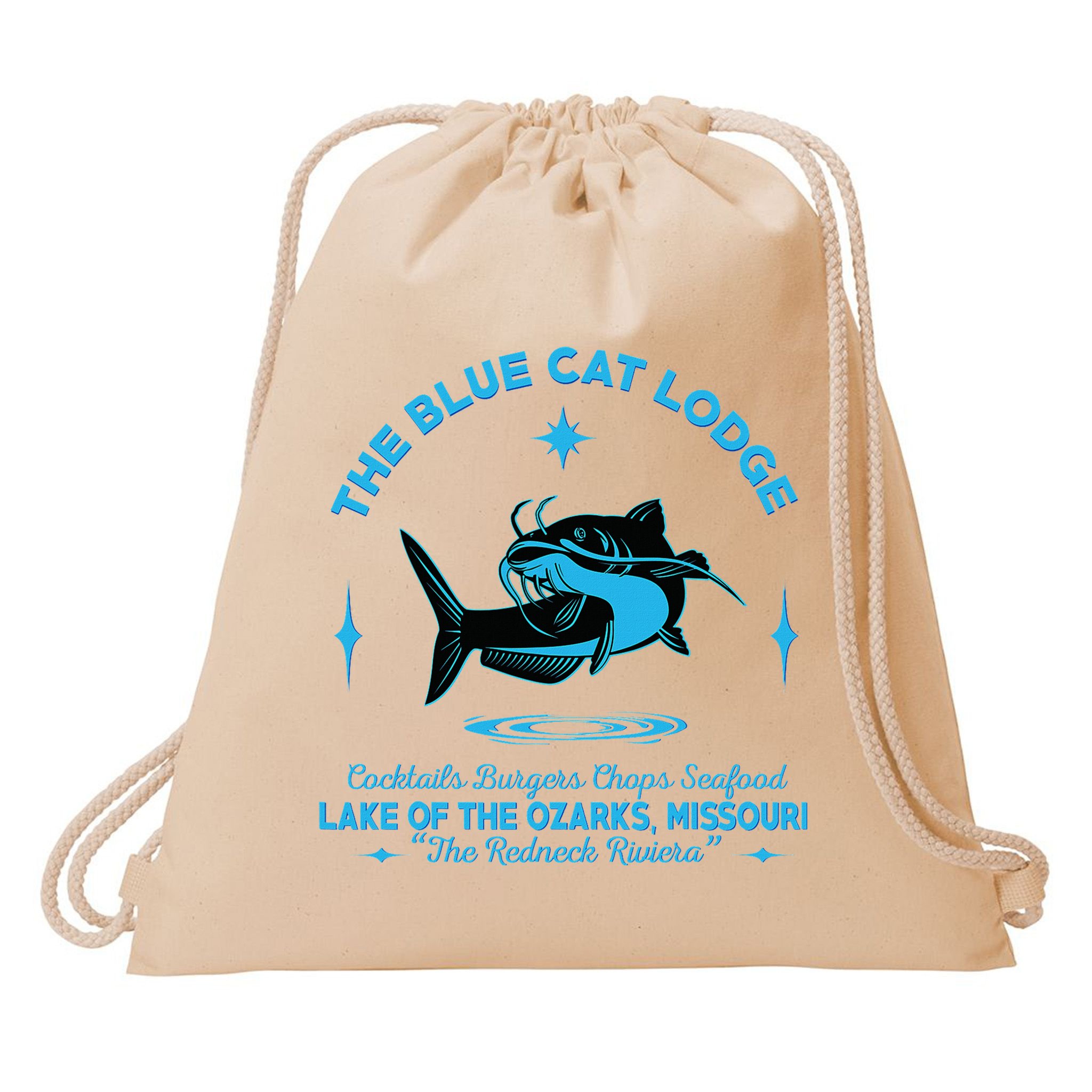 The Blue Cat Lodge Lake Of The Ozarks Missouri Classic Fish Drawstring Bag
