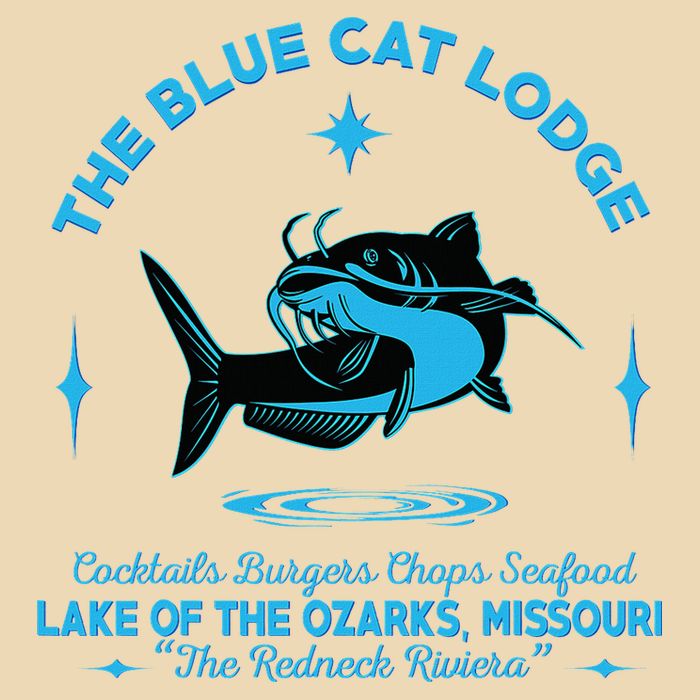The Blue Cat Lodge Lake Of The Ozarks Missouri Classic Fish Drawstring Bag