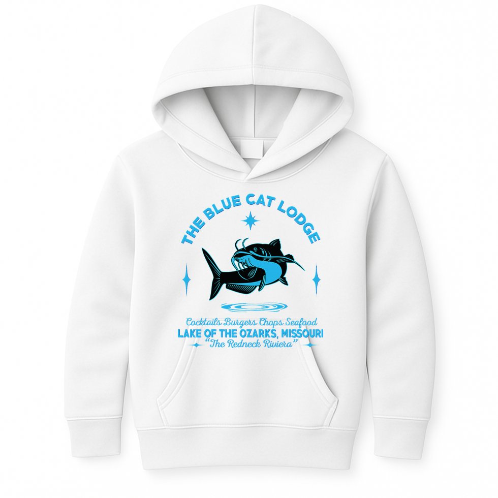The Blue Cat Lodge Lake Of The Ozarks Missouri Classic Fish Kids Hoodie