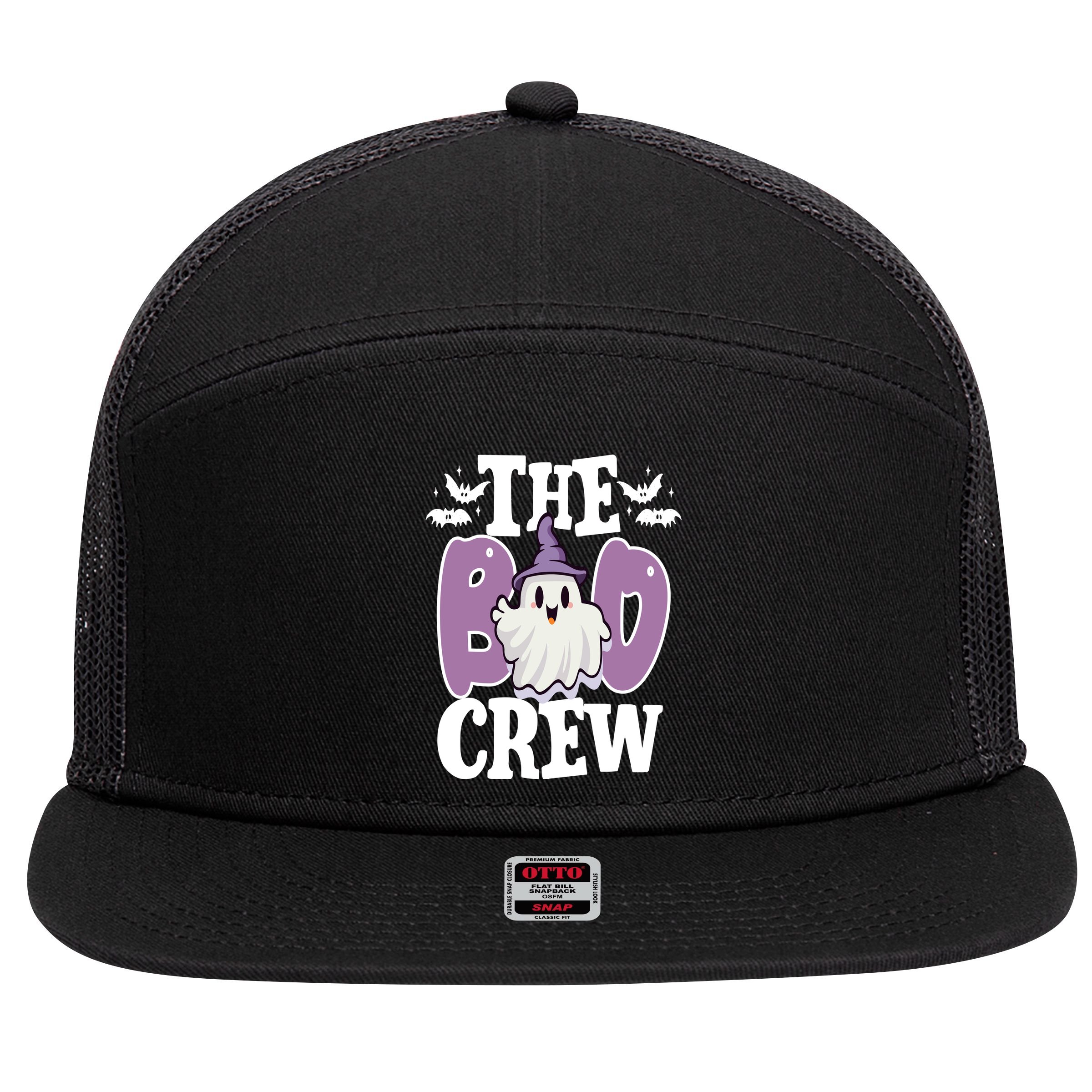The Boo Crew Cute Halloween Ghost 7 Panel Mesh Trucker Snapback Hat