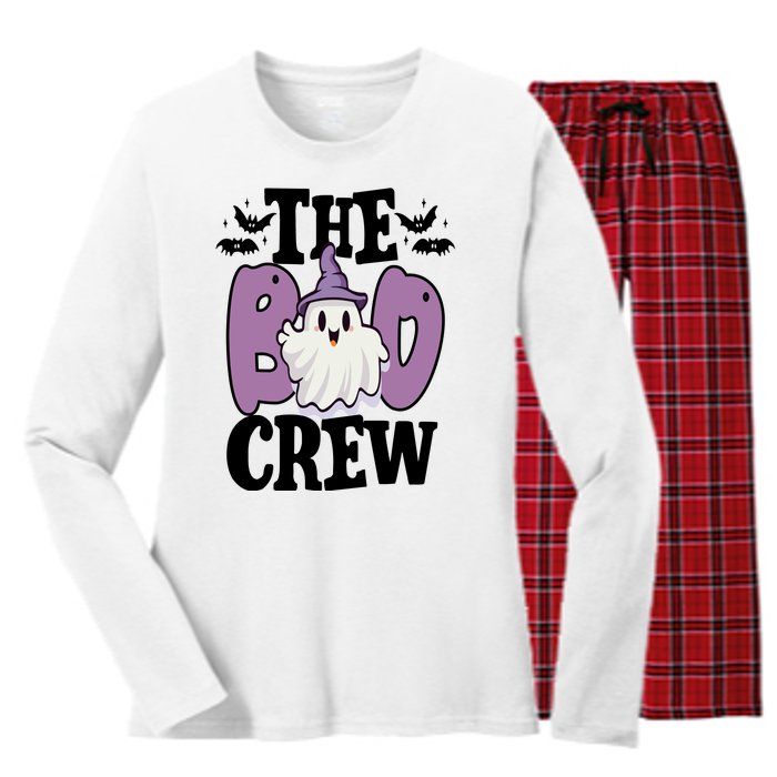 The Boo Crew Cute Halloween Ghost Women's Long Sleeve Flannel Pajama Set 