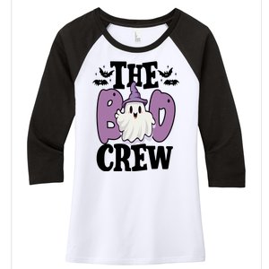 The Boo Crew Cute Halloween Ghost Women's Tri-Blend 3/4-Sleeve Raglan Shirt