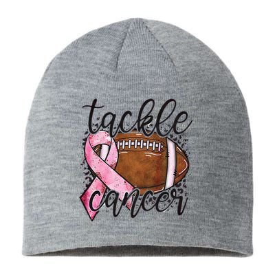 Tackle Breast Cancer Football Pink Ribbon Awareness Sustainable Beanie