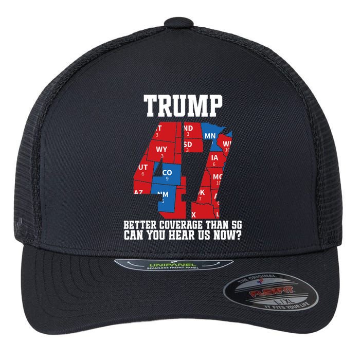 Trump Better Coverage Than 5g Can You Hear Us Now Usa Map Flexfit Unipanel Trucker Cap