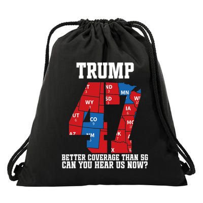 Trump Better Coverage Than 5g Can You Hear Us Now Usa Map Drawstring Bag