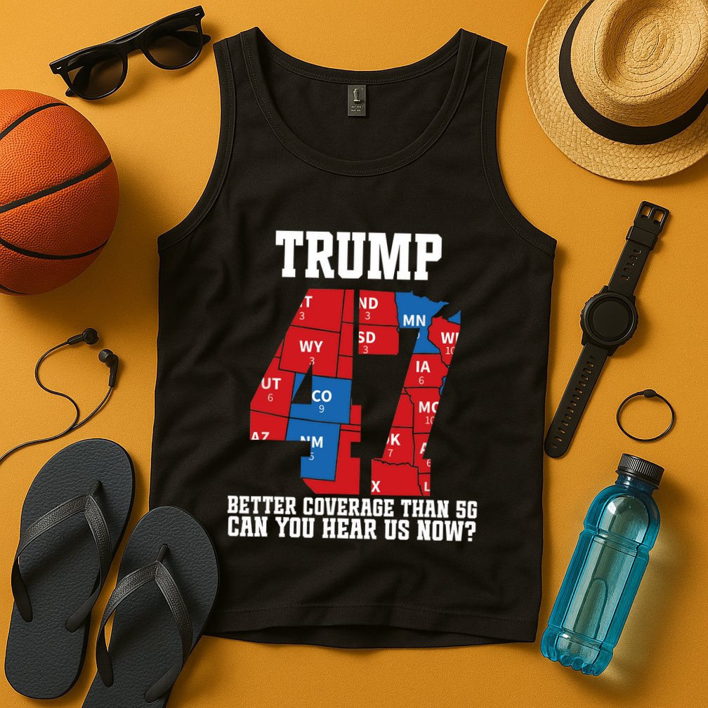Trump Better Coverage Than 5g Can You Hear Us Now Usa Map Tank Top