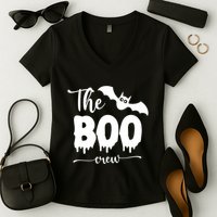 The Boo Crew Haloween Matching Women's V-Neck T-Shirt