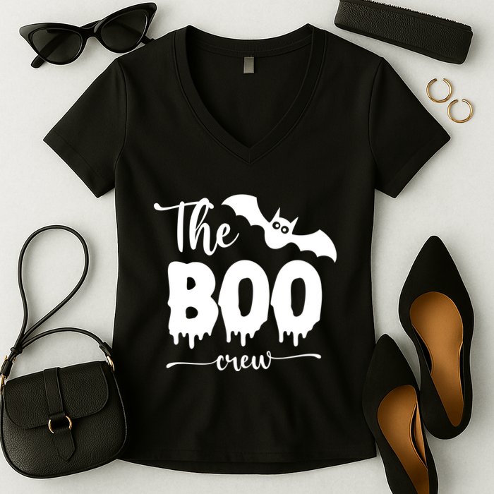 The Boo Crew Haloween Matching Women's V-Neck T-Shirt