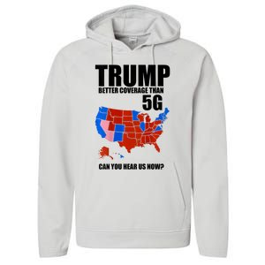 Trump Better Coverage Than 5g Can You Hear Us Now Usa Map Performance Fleece Hoodie