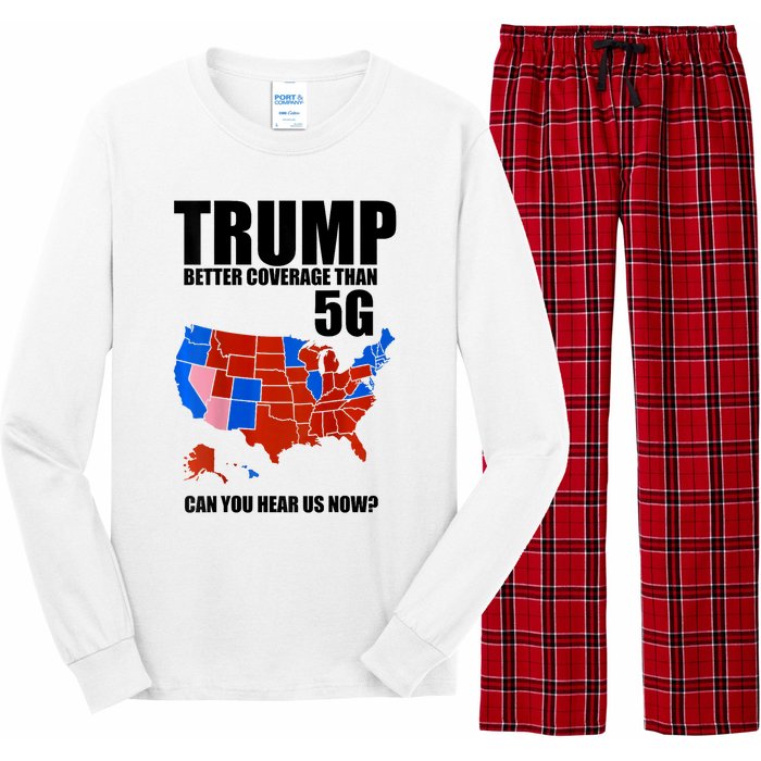 Trump Better Coverage Than 5g Can You Hear Us Now Usa Map Long Sleeve Pajama Set