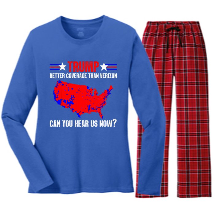 Trump Better Coverage Than Verizon Can You Hear Us Now Women's Long Sleeve Flannel Pajama Set 