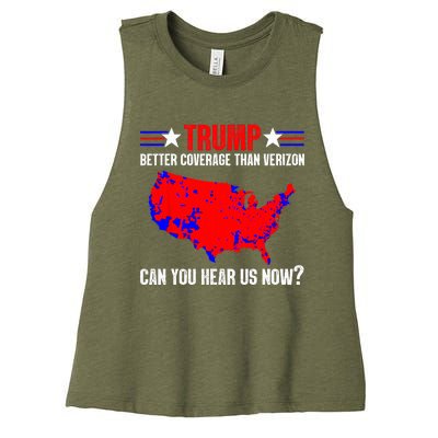 Trump Better Coverage Than Verizon Can You Hear Us Now Women's Racerback Cropped Tank