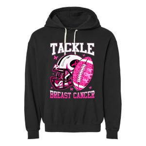 Tackle Breast Cancer Awareness Pink Ribbon Football Garment-Dyed Fleece Hoodie