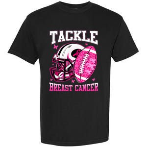 Tackle Breast Cancer Awareness Pink Ribbon Football Garment-Dyed Heavyweight T-Shirt