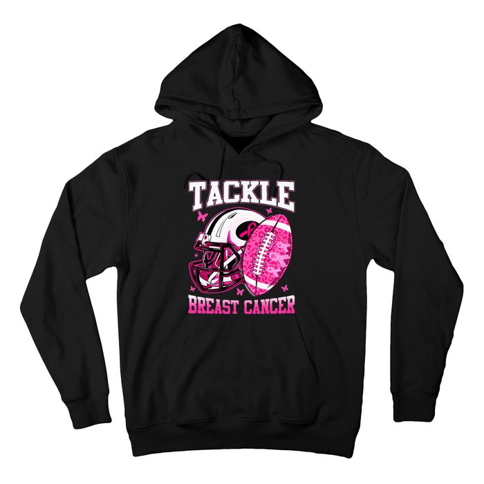 Tackle Breast Cancer Awareness Pink Ribbon Football Hoodie