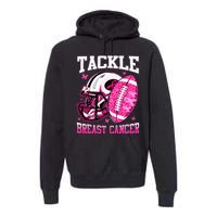 Tackle Breast Cancer Awareness Pink Ribbon Football Premium Hoodie