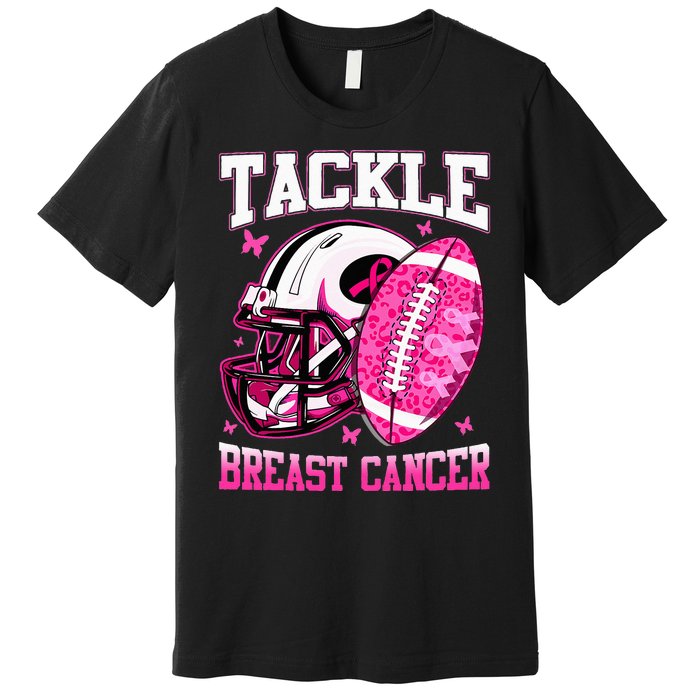 Tackle Breast Cancer Awareness Pink Ribbon Football Premium T-Shirt