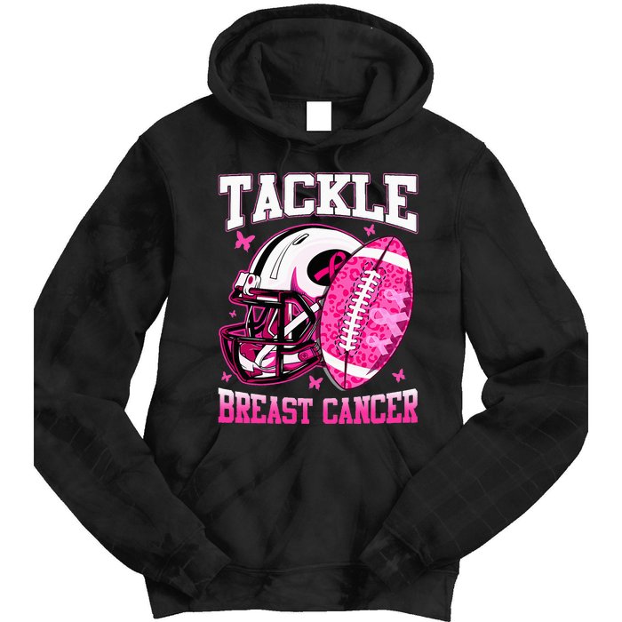 Tackle Breast Cancer Awareness Pink Ribbon Football Tie Dye Hoodie