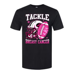 Tackle Breast Cancer Awareness Pink Ribbon Football Softstyle CVC T-Shirt