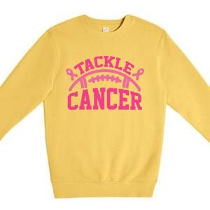 Tackle Breast Cancer Awareness Football Pink Ribbon Premium Crewneck Sweatshirt