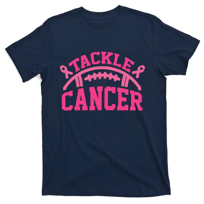 Tackle Breast Cancer Awareness Football Pink Ribbon T-Shirt