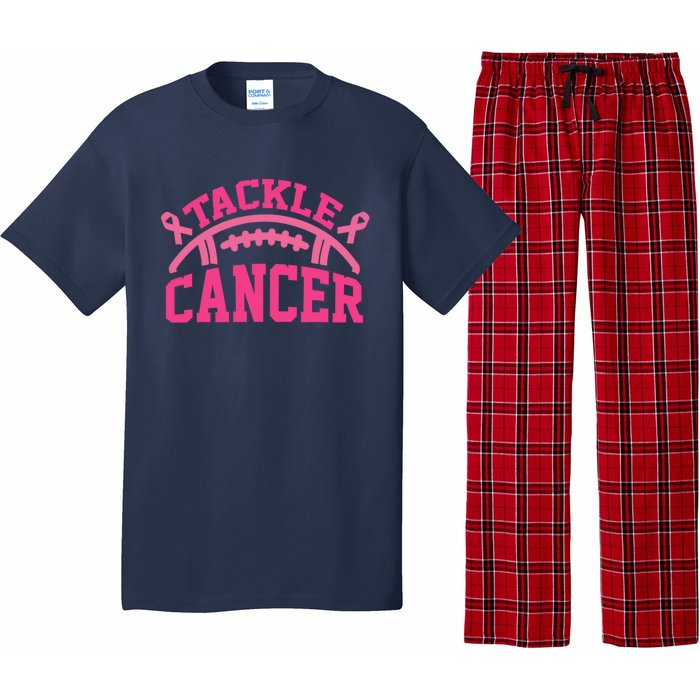 Tackle Breast Cancer Awareness Football Pink Ribbon Pajama Set