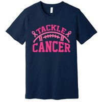 Tackle Breast Cancer Awareness Football Pink Ribbon Premium T-Shirt