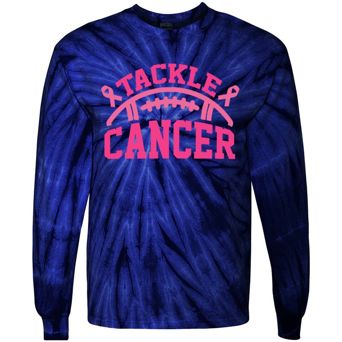 Tackle Breast Cancer Awareness Football Pink Ribbon Tie-Dye Long Sleeve Shirt