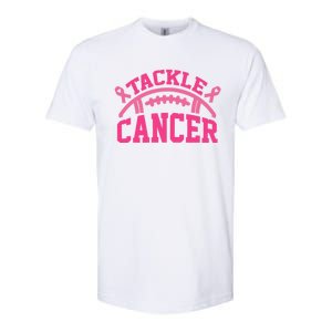 Tackle Breast Cancer Awareness Football Pink Ribbon Softstyle CVC T-Shirt