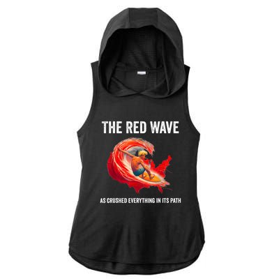 Trump Better Coverage Than 5g Can You Hear Us Now Red Wave Ladies PosiCharge Tri-Blend Wicking Draft Hoodie Tank